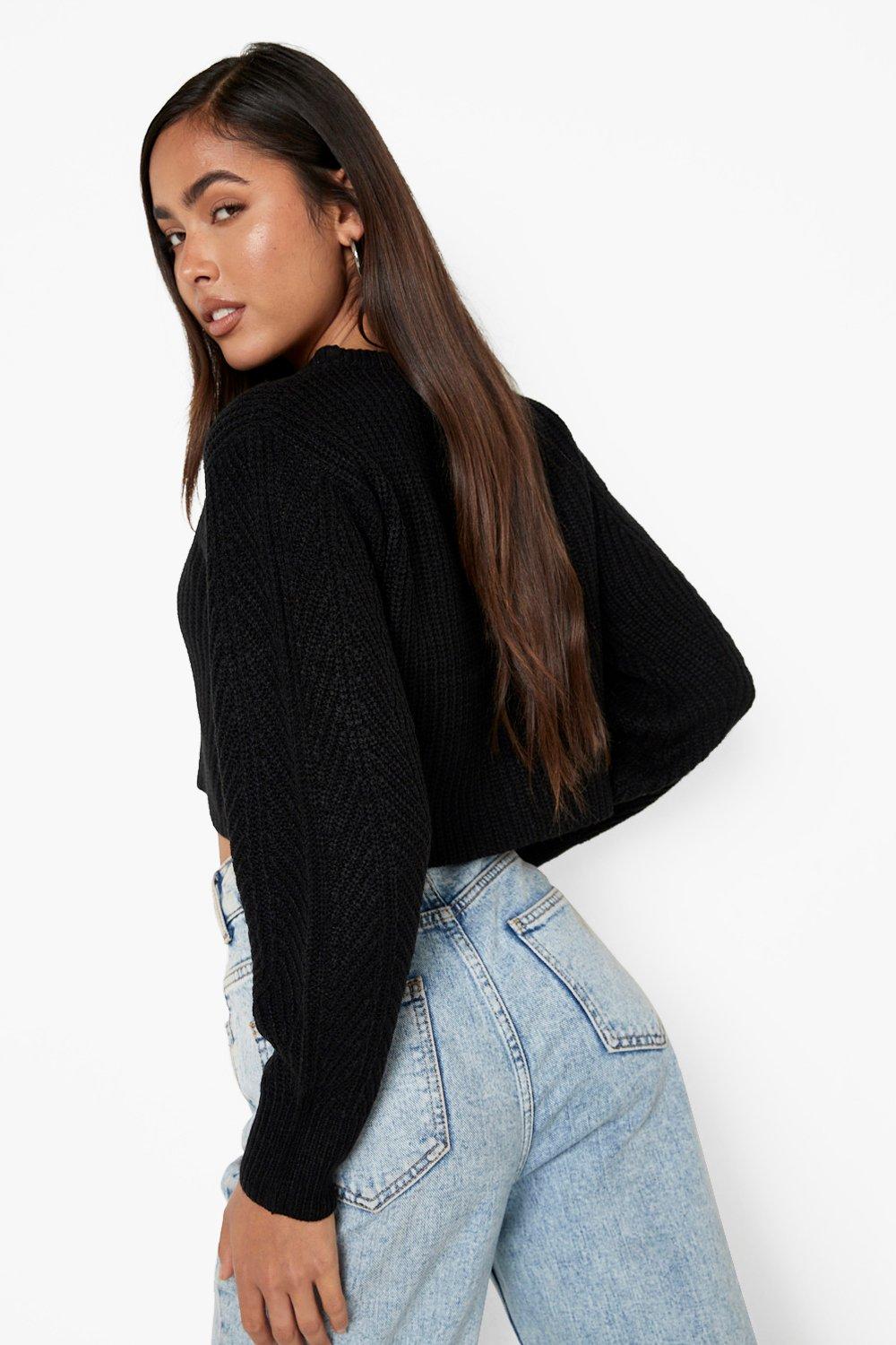 Balloon Sleeve Crop Sweater