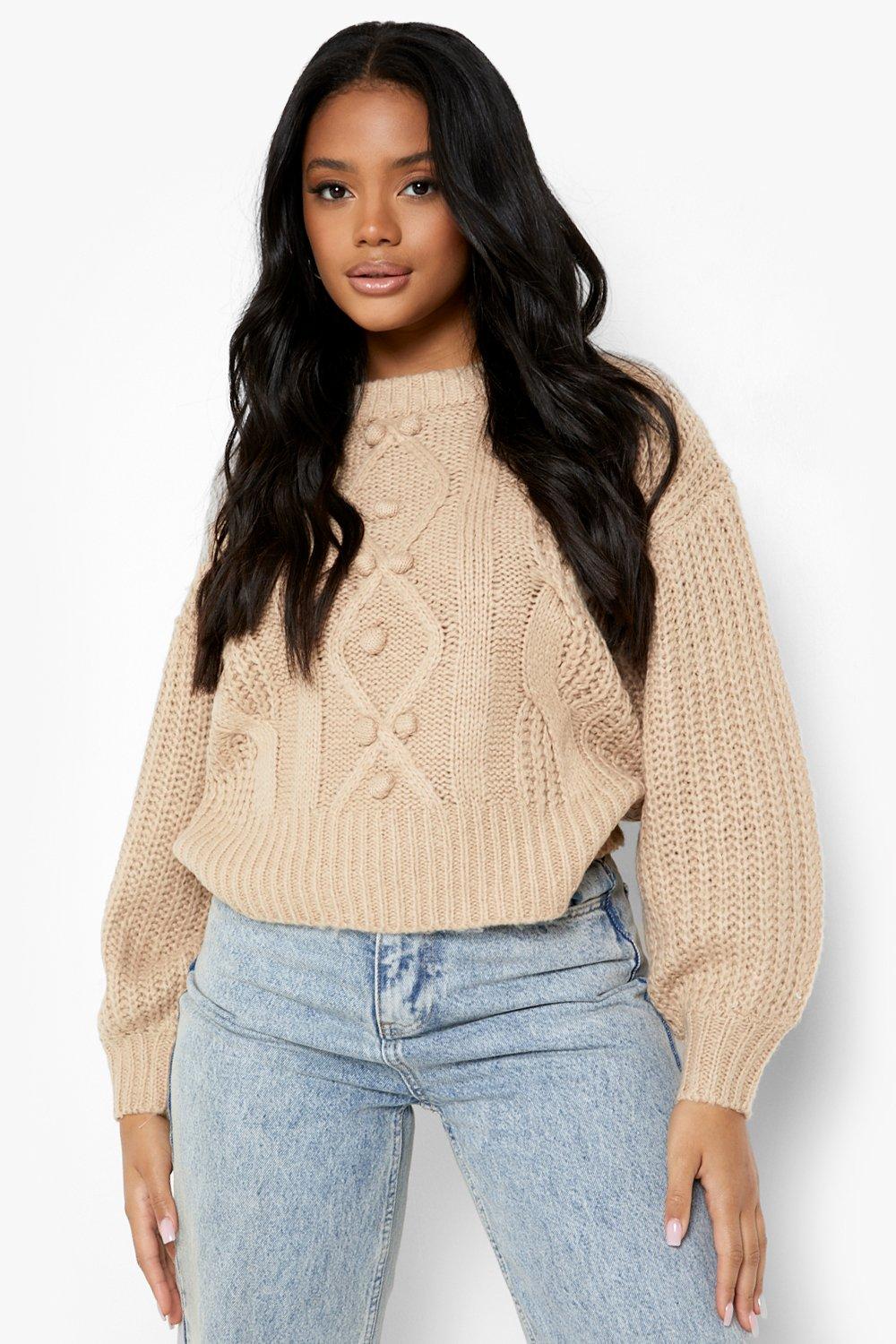 Cable Bobble Knitted Jumper boohoo