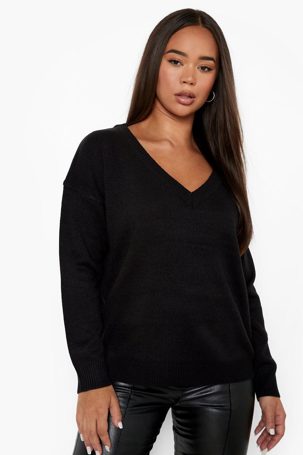 Oversized black v neck jumper store