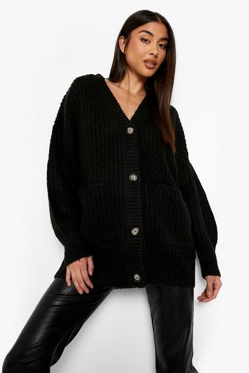 Black Slouchy Oversized Cardigan