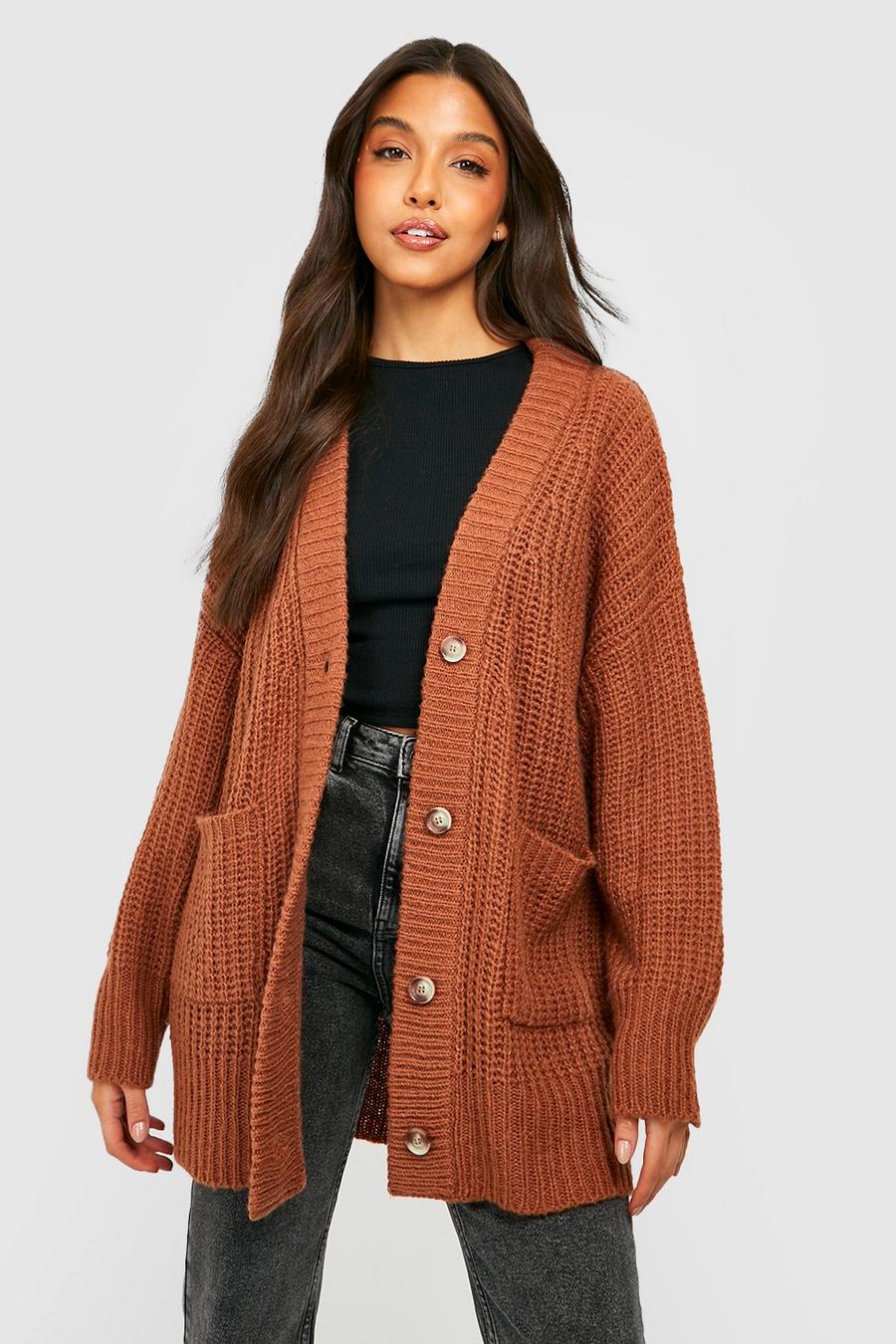 Brown Slouchy Oversized Cardigan image number 1