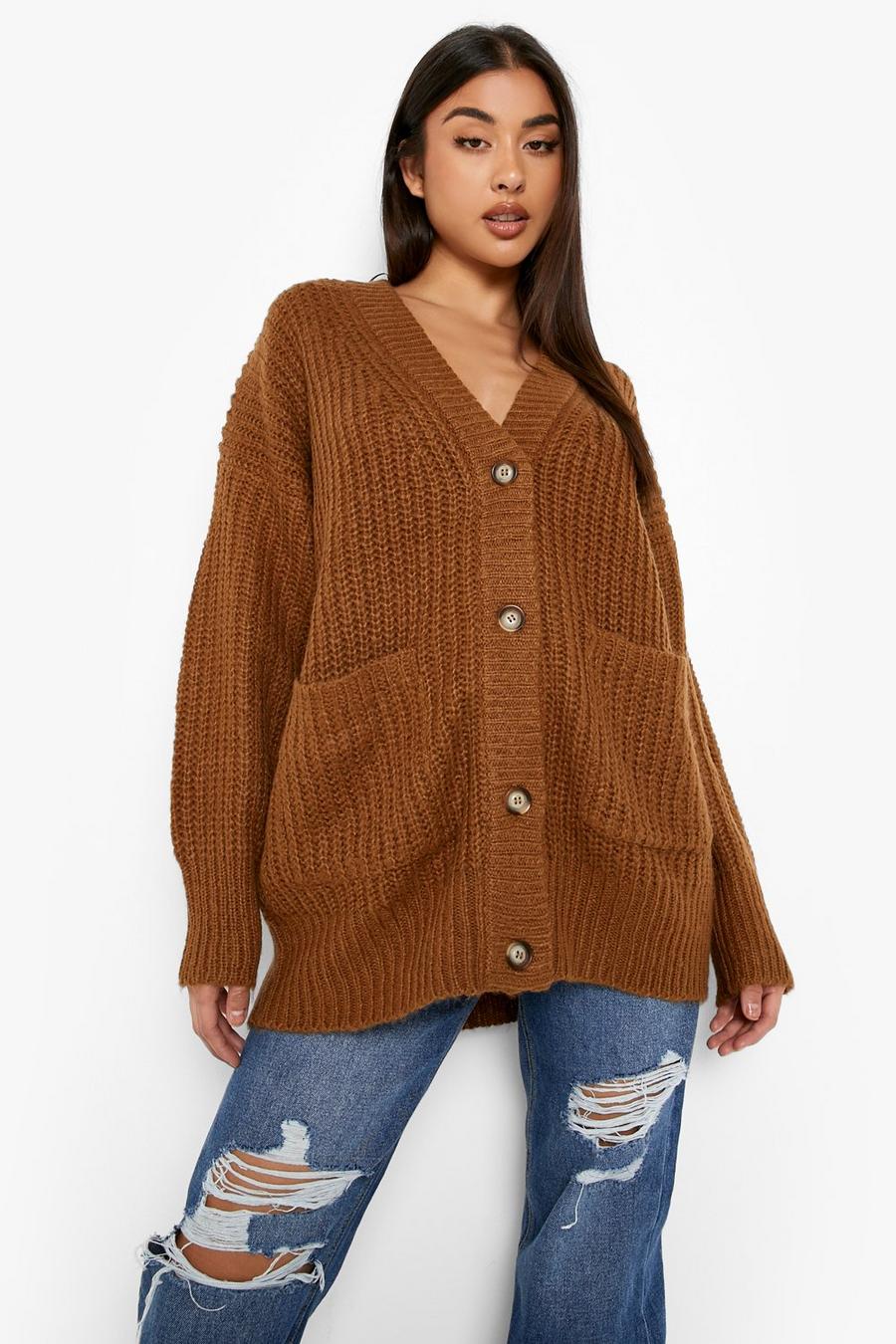 Light brown Slouchy Oversized Cardigan image number 1