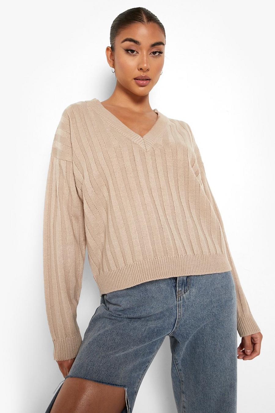 Pebble Boxy Rib Knitted Jumper image number 1