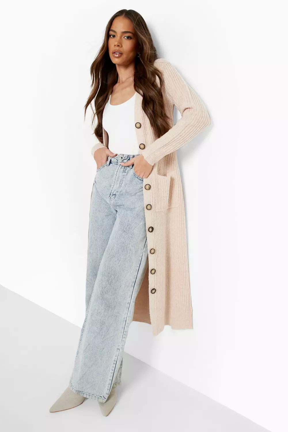 Maxi shop ribbed cardigan