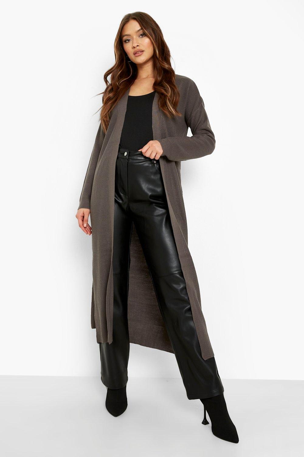 Cardigan maxi in maglia fine con cintura boohoo IT