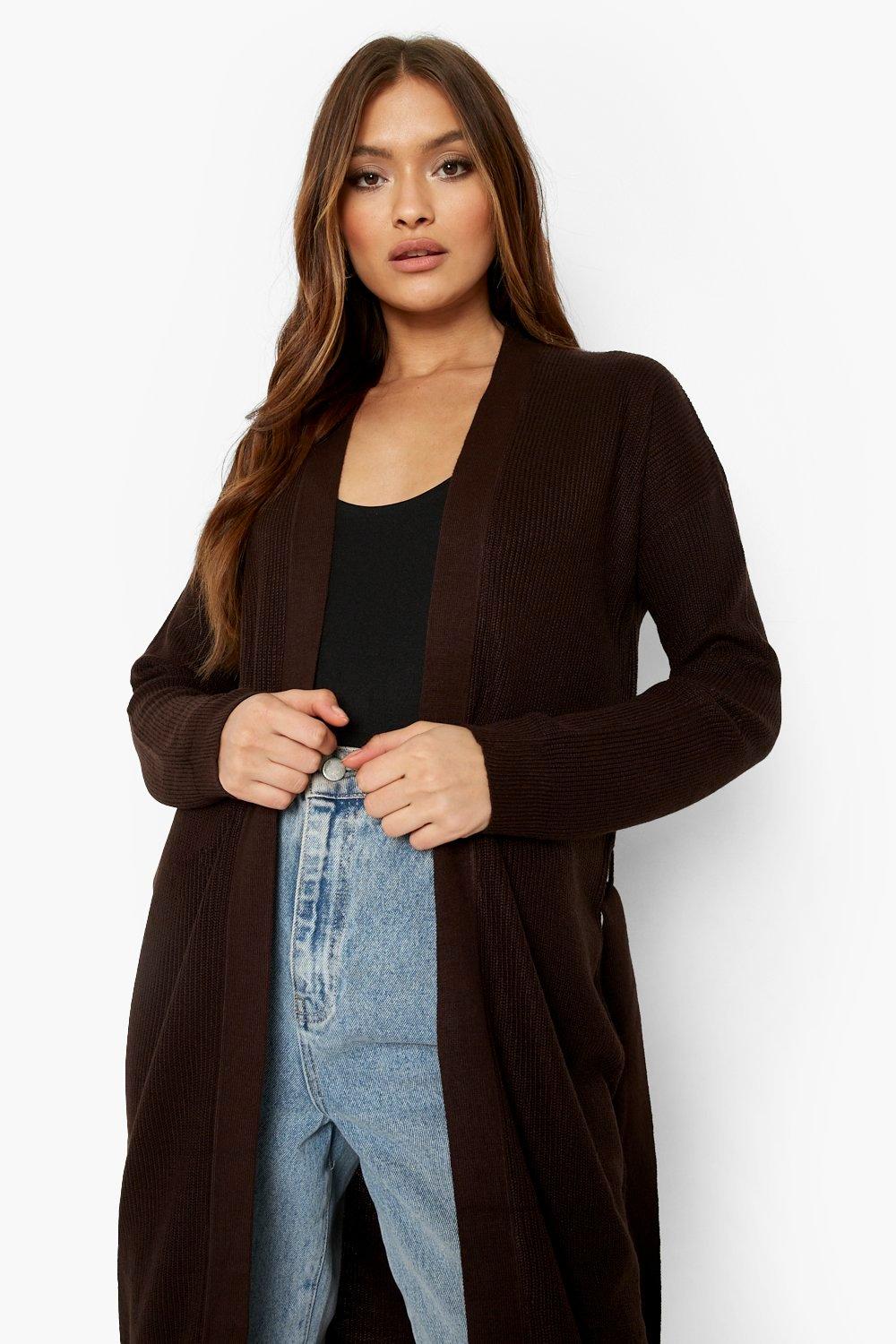 Belted Fine Gauge Maxi Cardigan boohoo NO