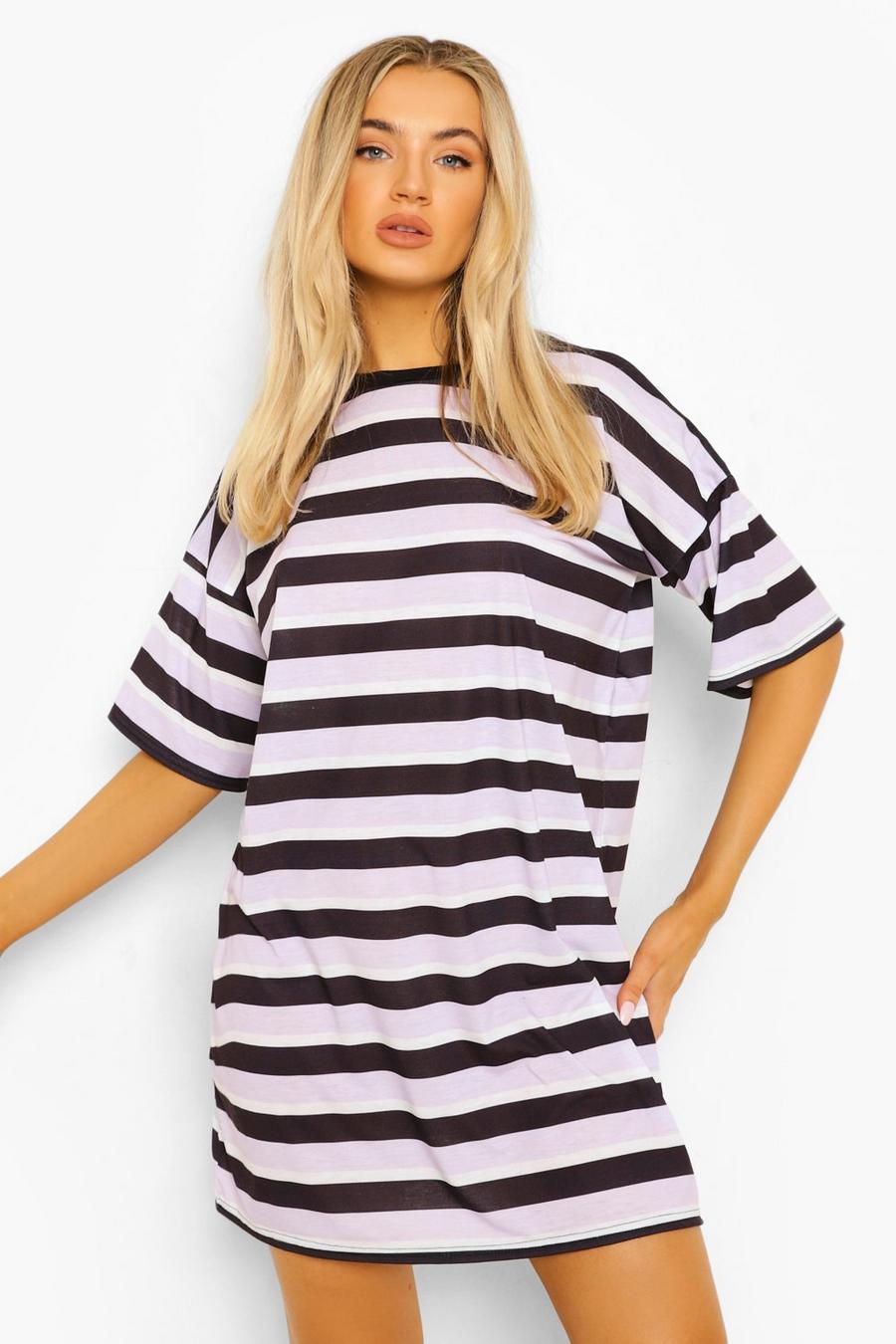 Lilac Stripe T-shirt Dress image number 1
