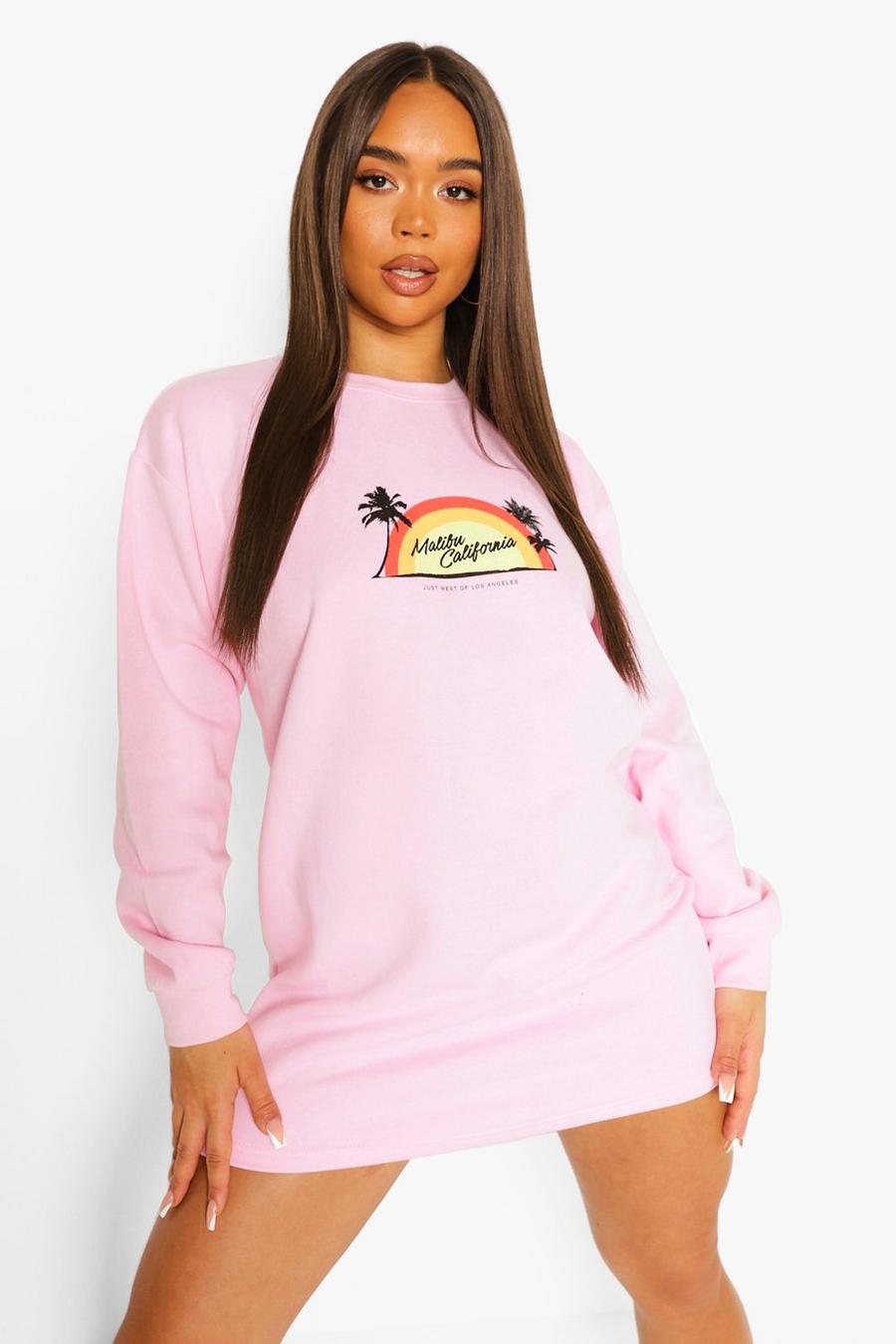 Baby pink "Malibu California" Sweatshirtklänning image number 1