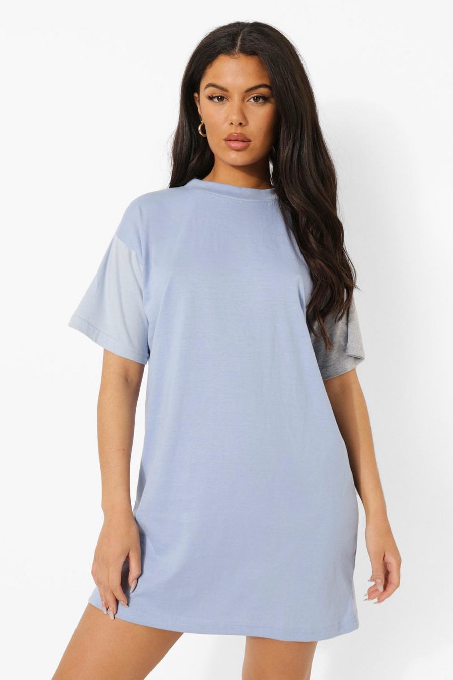 Blue Color Block T-Shirt Dress image number 1
