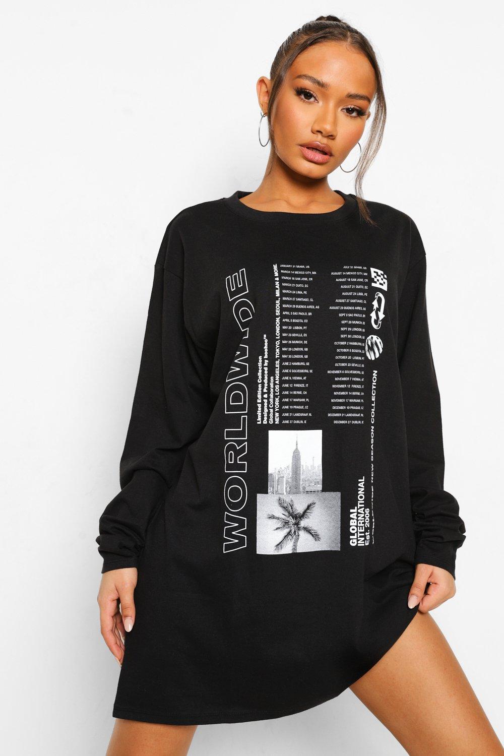 Long sleeve graphic hot sale t shirt dress