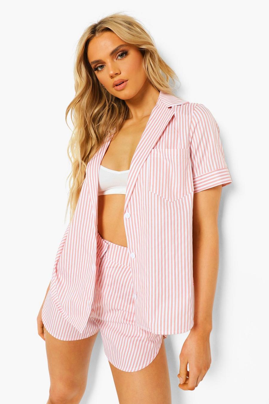 Peach Tonal Stripe Relaxed Fit Shirt image number 1