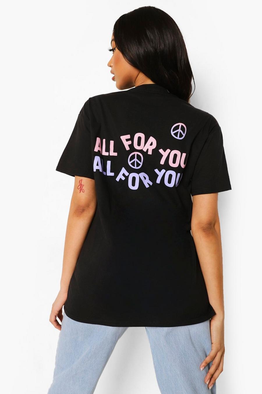 Black "All For You" T-shirt med tryck bak image number 1