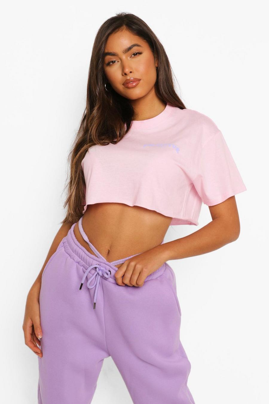 Light pink Positive Vibes Cropped T Shirt image number 1