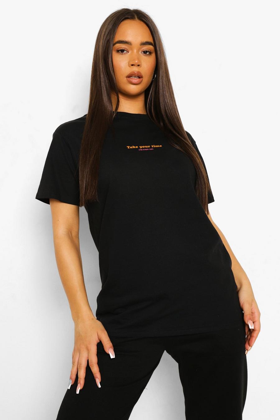 Black Oversized Take Your Time T-Shirt image number 1