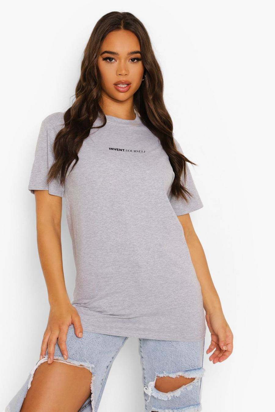 T-Shirt mit „Invent Yourself“-Slogan , Grau meliert image number 1