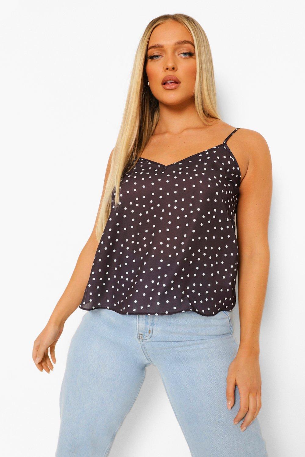 black lace polka dot top