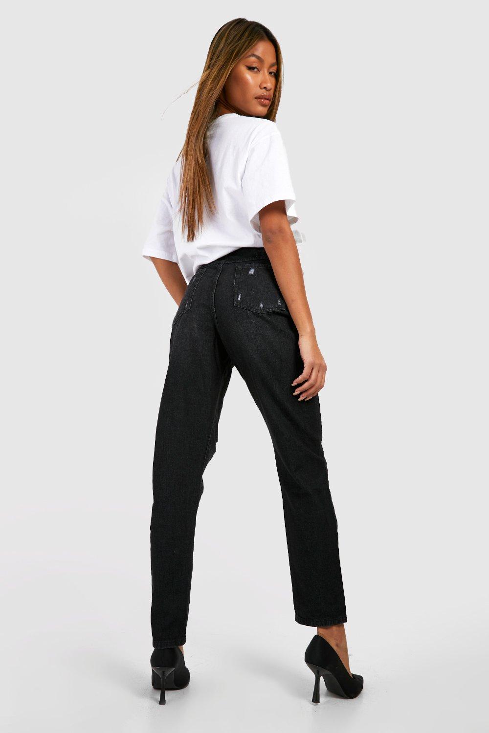 Clear knee mom jeans best sale for sale