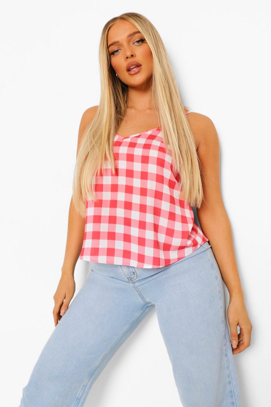 Red Gingham Print Camisole image number 1