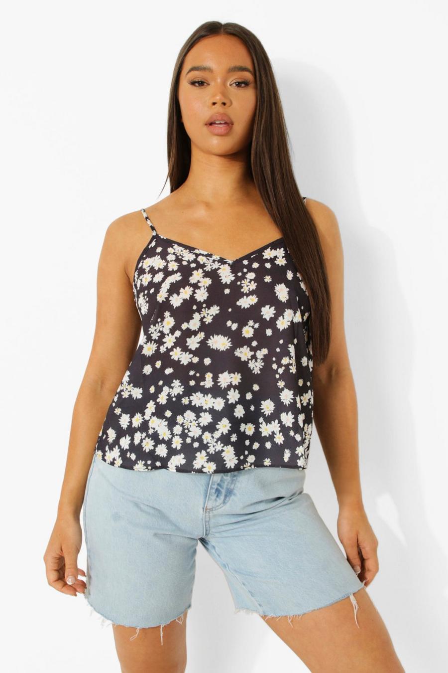 Black Daisy Print Cami Top image number 1