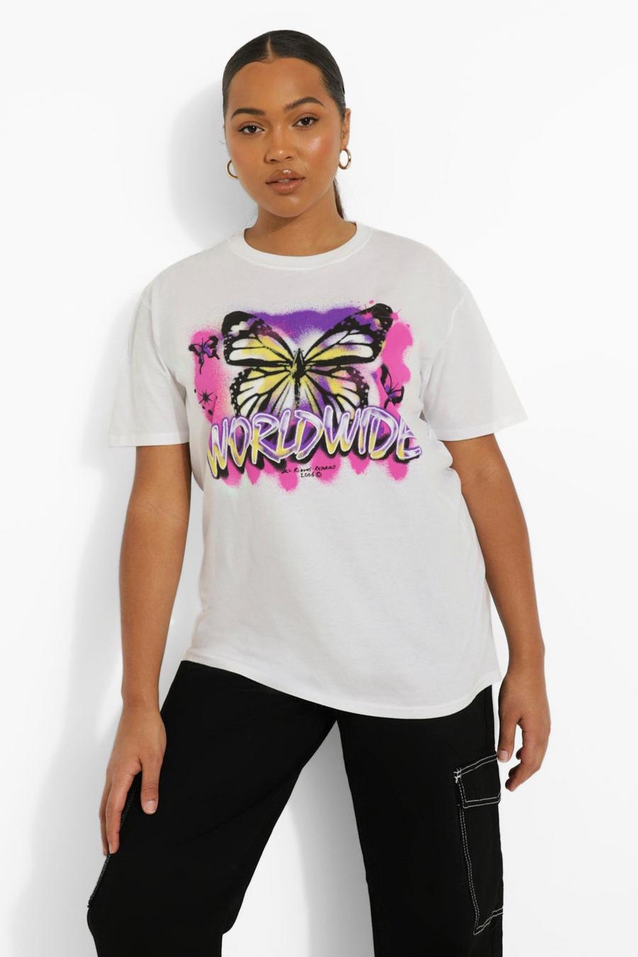 White Plus - Worldwide T-shirt med graffititryck image number 1