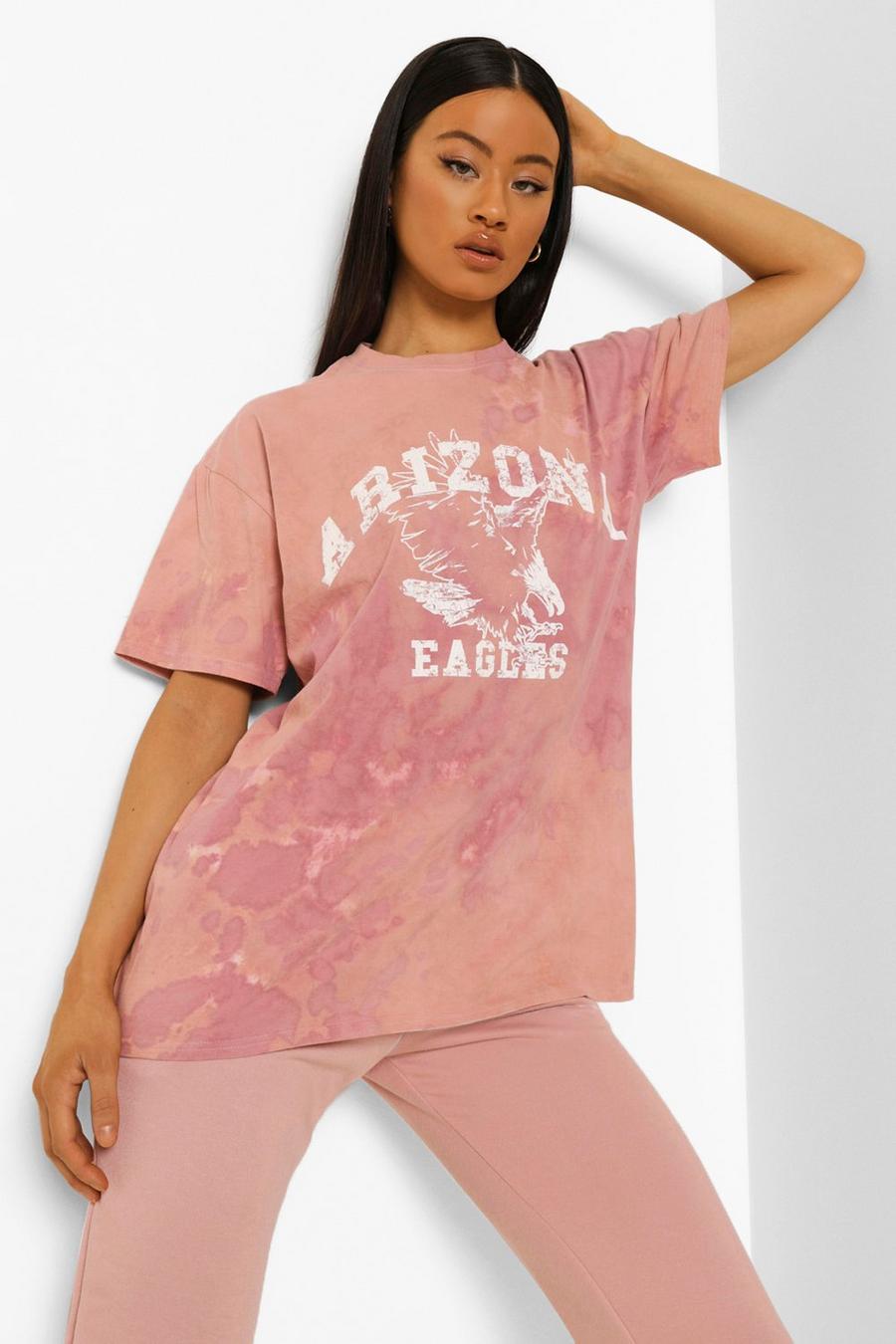 T-shirt oversize effetto tie-dye con scritta Arizona , Lilla image number 1