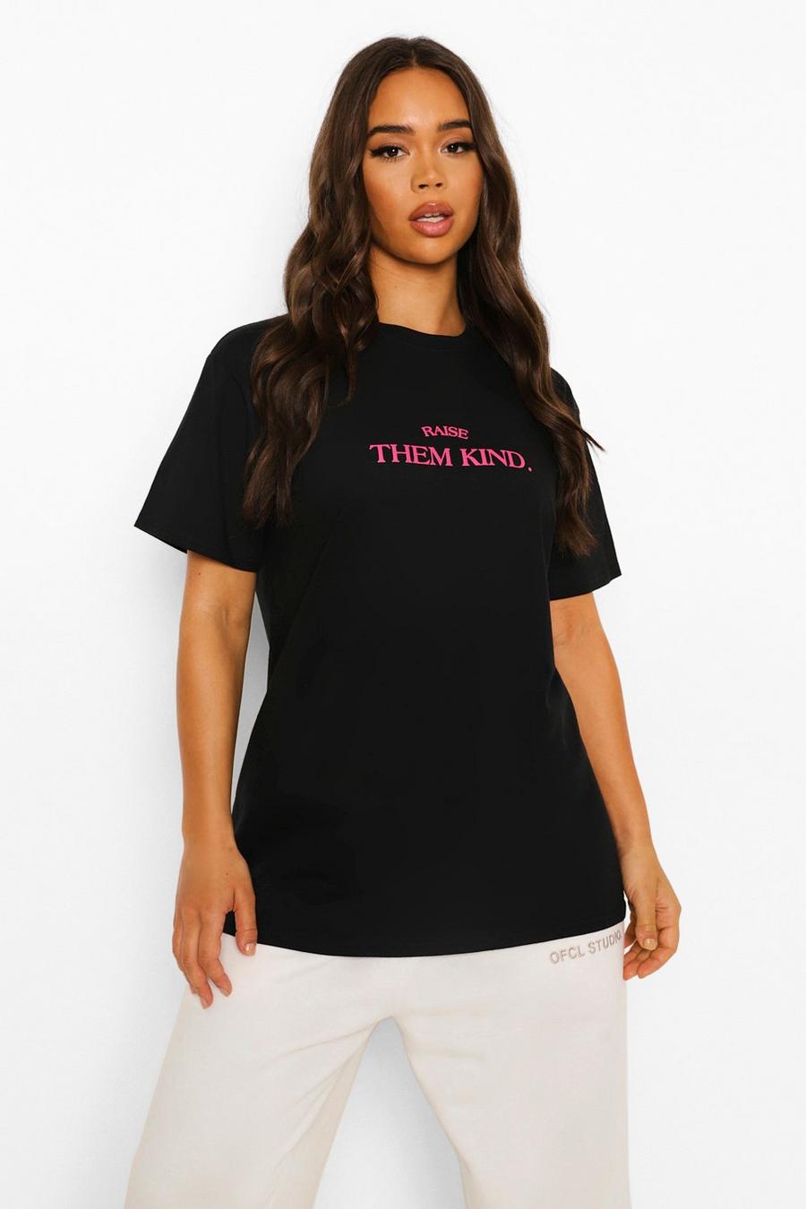 Black "Raise Them Kind" T-shirt image number 1