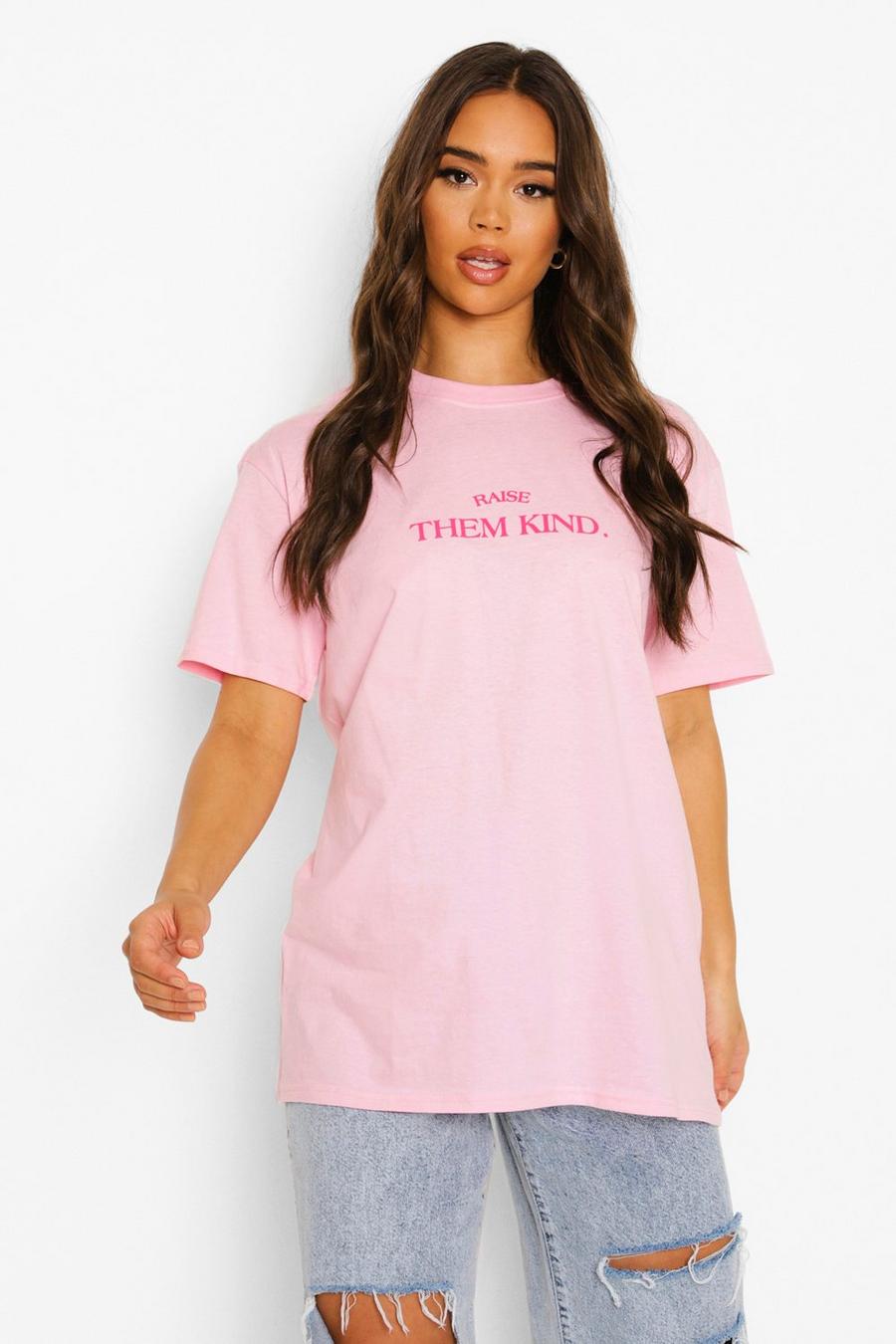 T-shirt con scritta Riase Them Kind , Rosa pallido image number 1