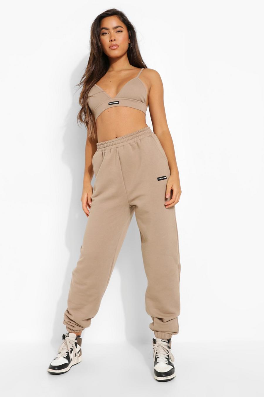 Taupe Bralet & Jogger Set With Tab image number 1