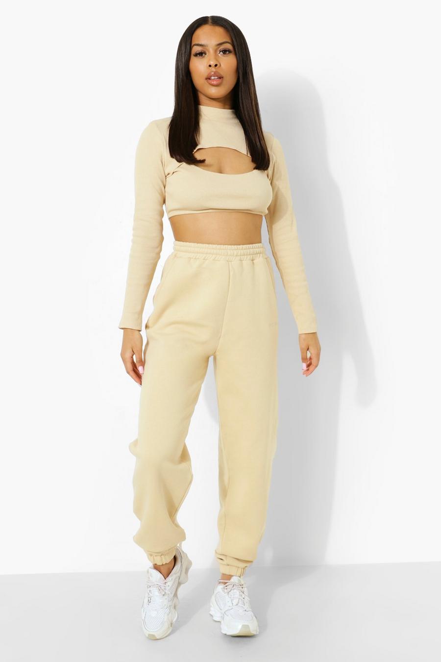 Sand Cut Out Crop & Jogger Set image number 1