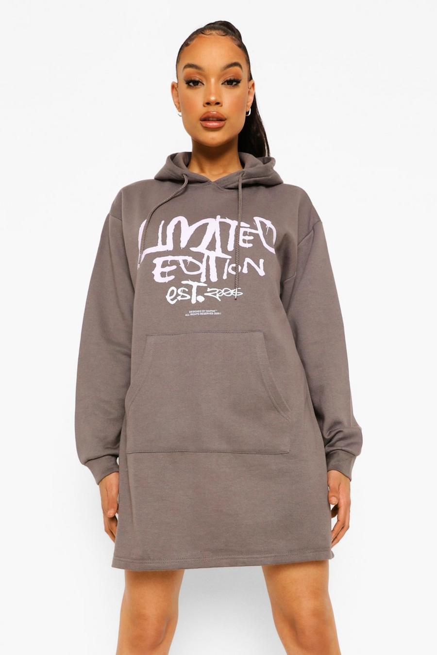 Charcoal Limited Edition Graffiti Hoodie Dress image number 1