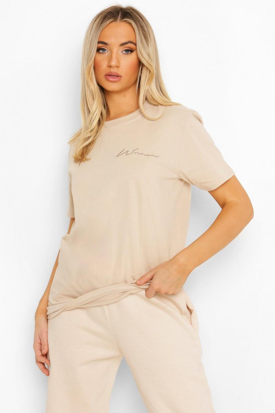 Stone Woman Embroidered Oversized T-shirt image number 1