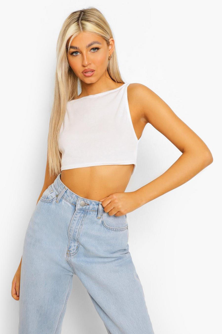 White Tall - Ribbad crop top image number 1