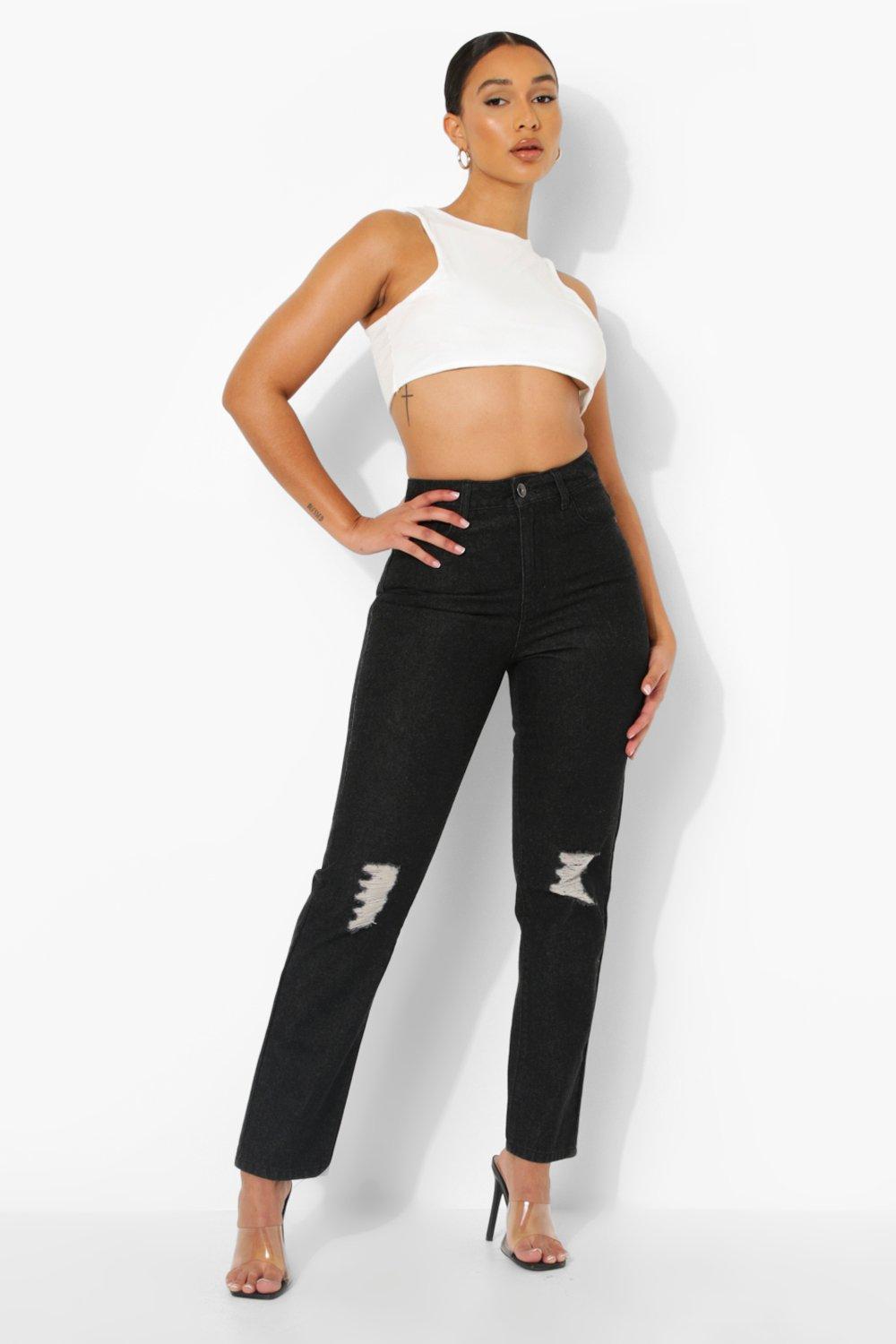 black destroyed boyfriend jeans