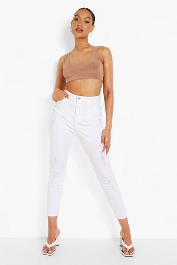 Versleten High Rise Skinny Jeans white