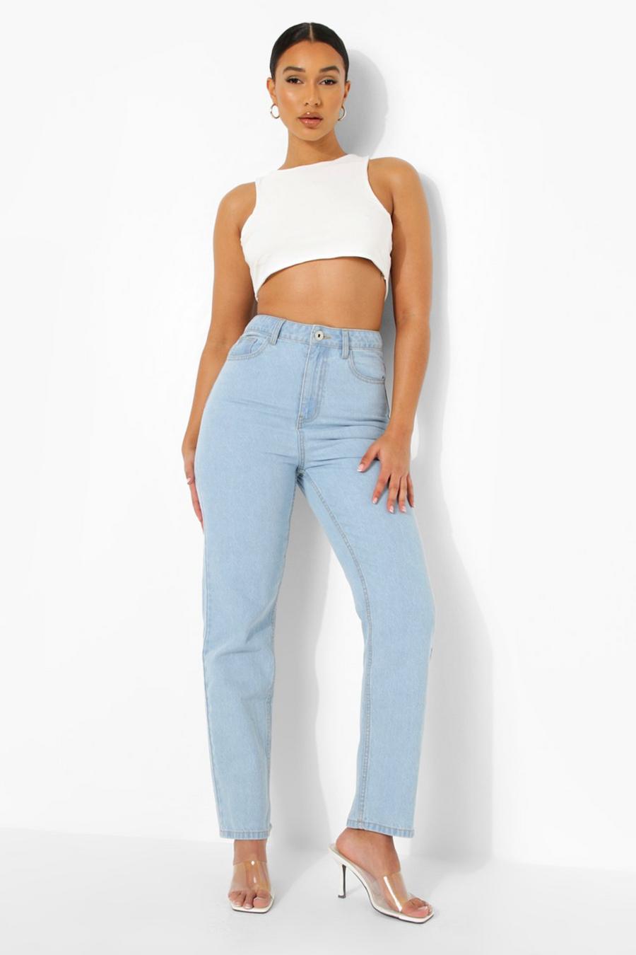 Light blue High Rise Straight Fit Ankle Grazer Jeans image number 1