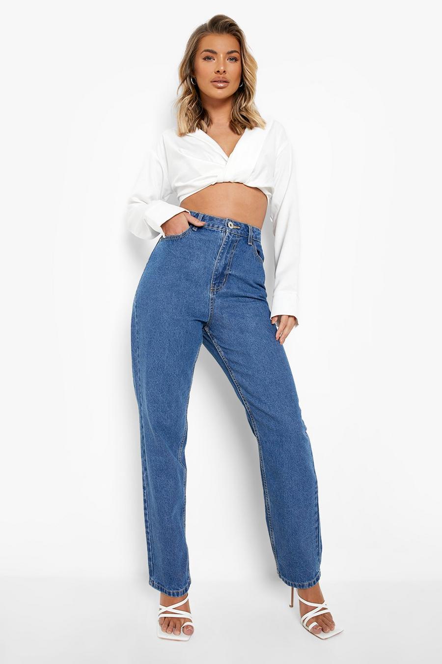 Mid blue High Waisted Boyfriend Jeans image number 1