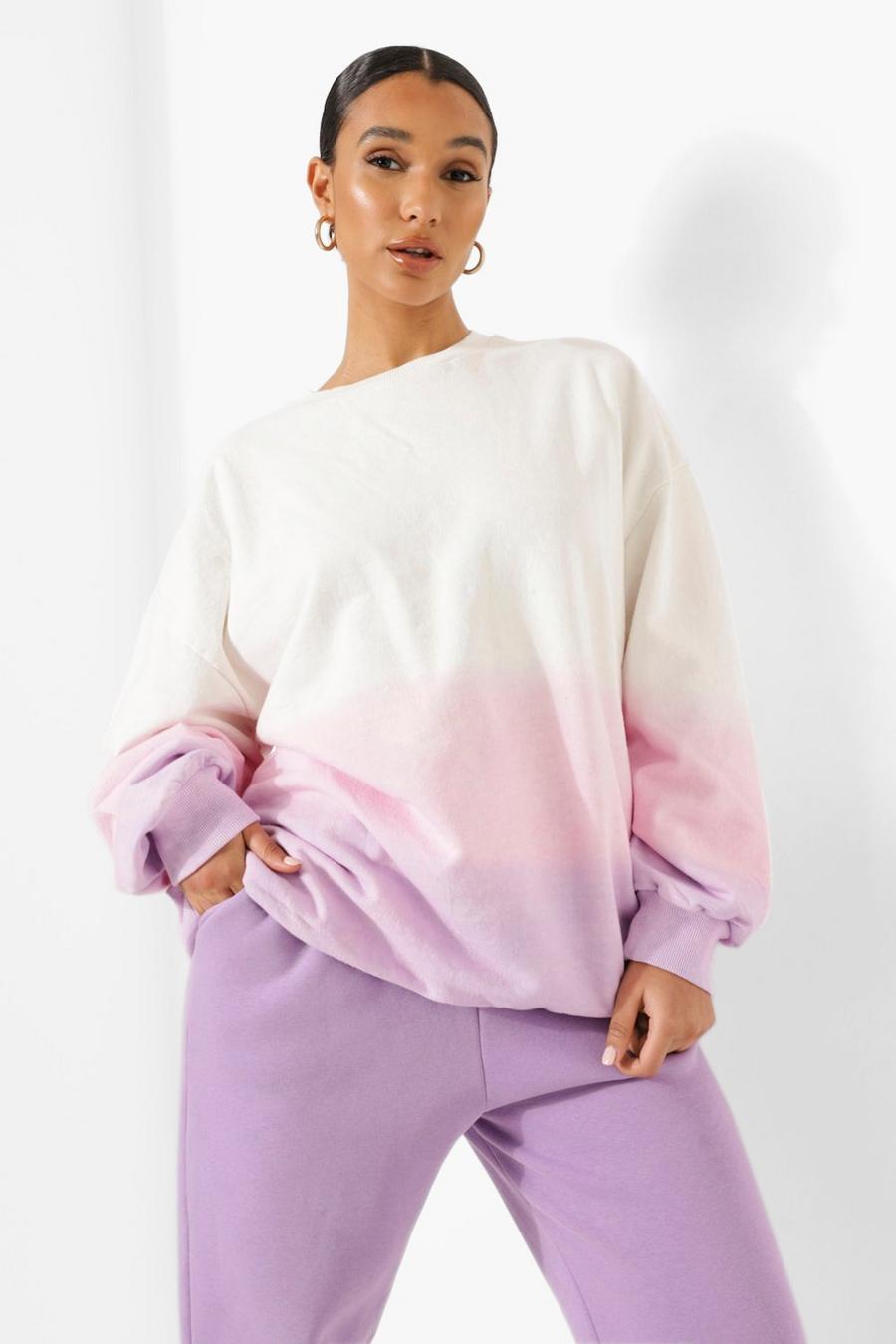 Pink Ombre Tie Dye Oversized Sweater image number 1