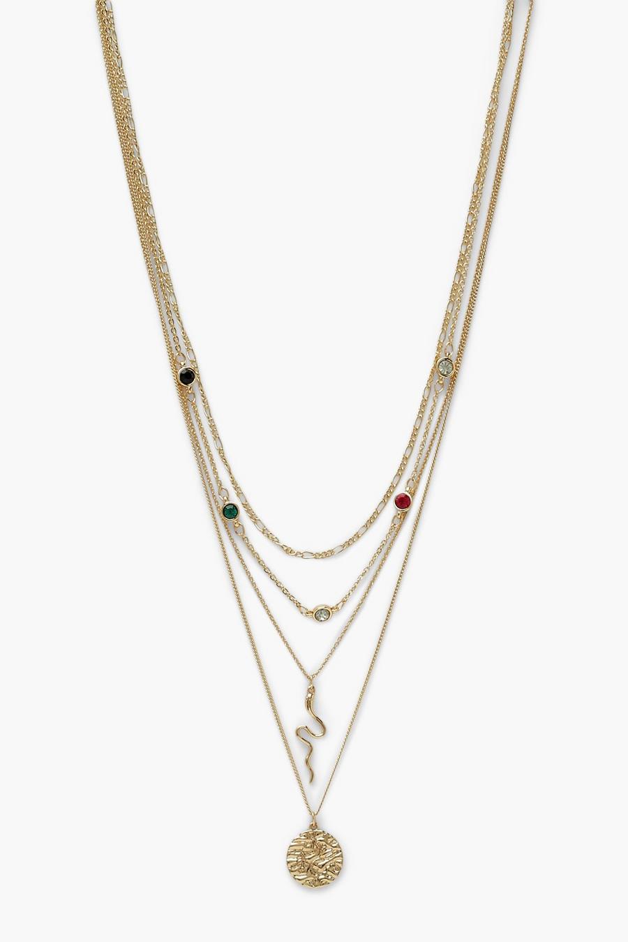 Gold Rainbow Chain Snake Drop Necklace image number 1