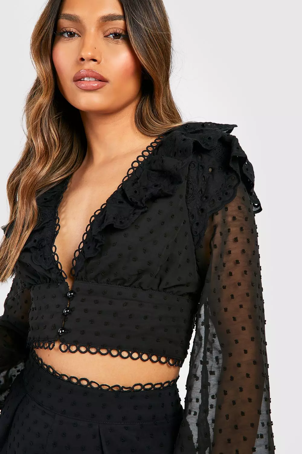 Dobby Mesh Blouse & Shorts Set alternative image