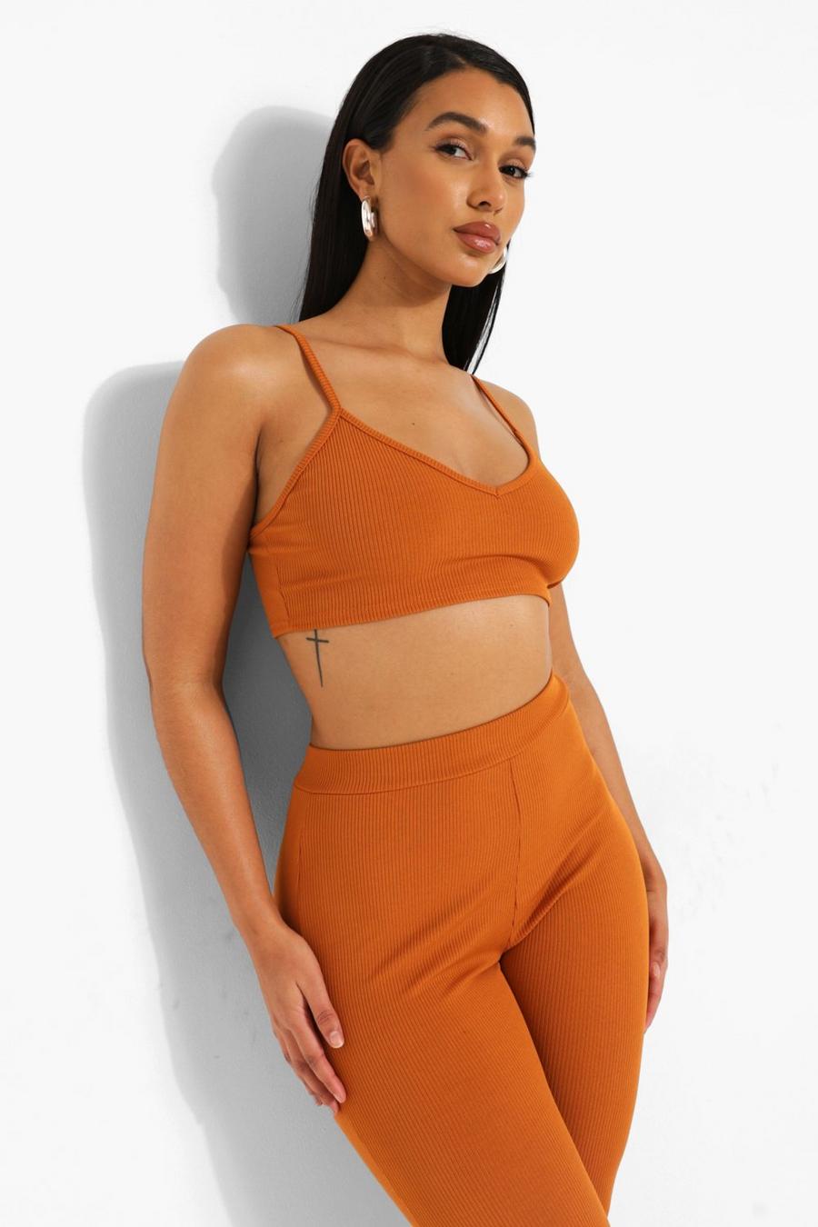 Toffee Rib Strappy Bralette image number 1