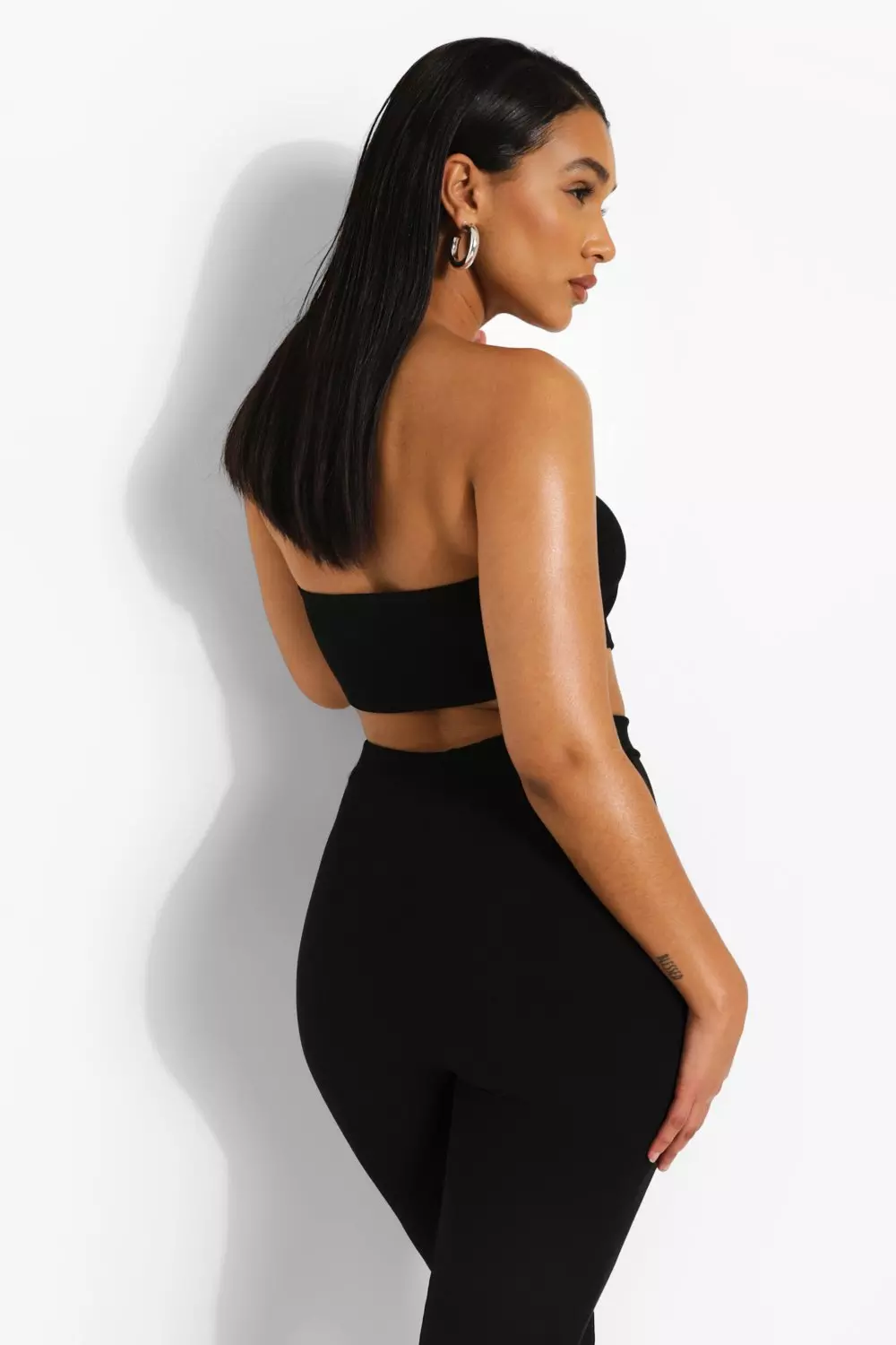 Black Bandeau Pointed Rib Corset Top alternative image