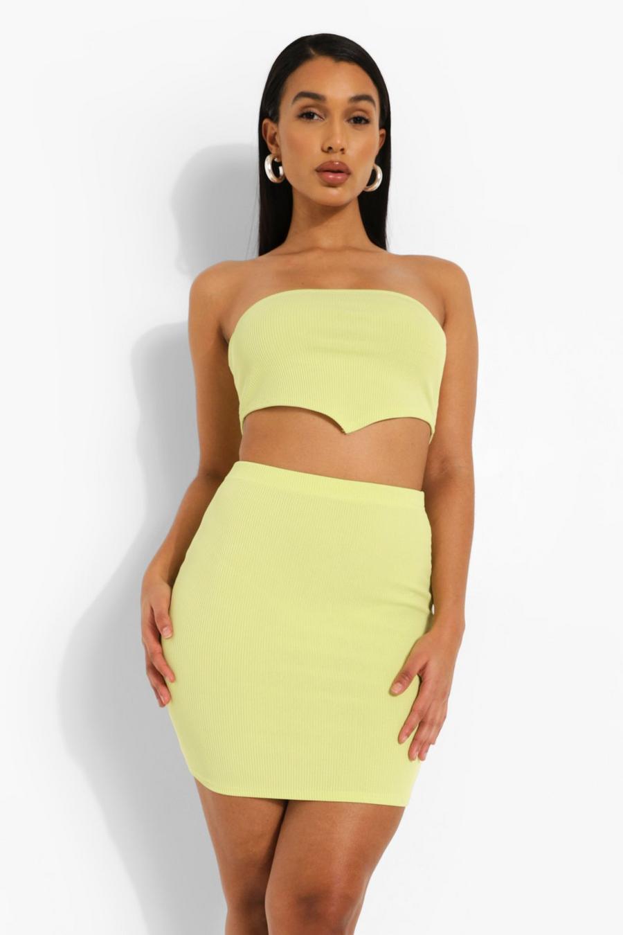 Lime Bandeau Pointed Rib Corset Top image number 1