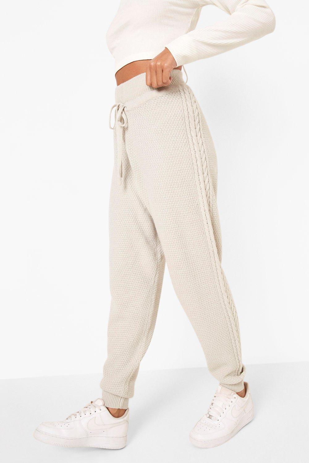 Grey Cable Knit Joggers