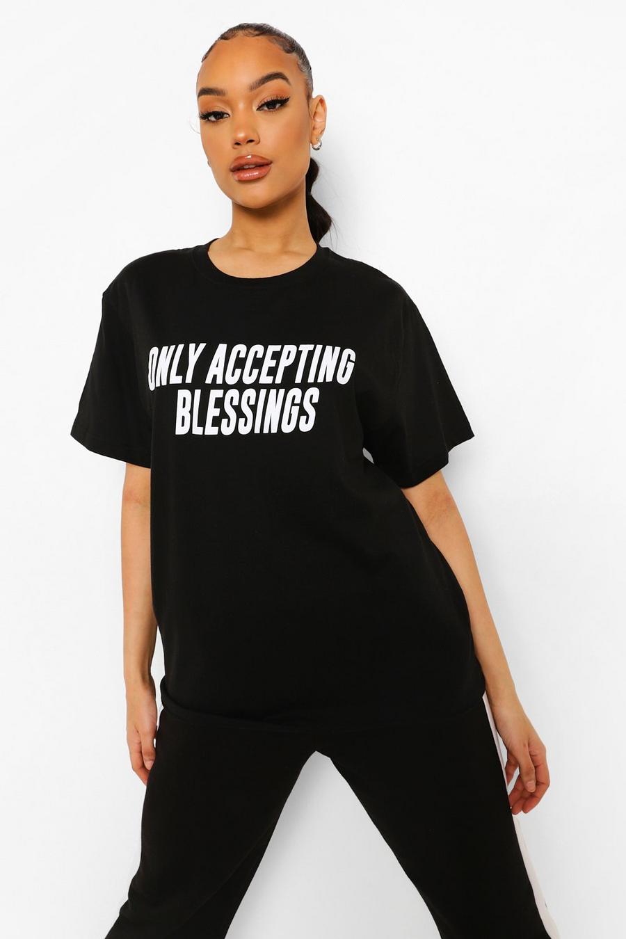 Black "Only Accept Blessings" T-shirts image number 1