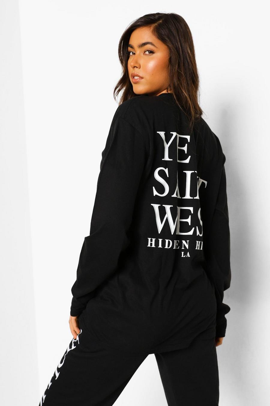 Svart "Ye Saint West" T-shirt med tryck bak image number 1