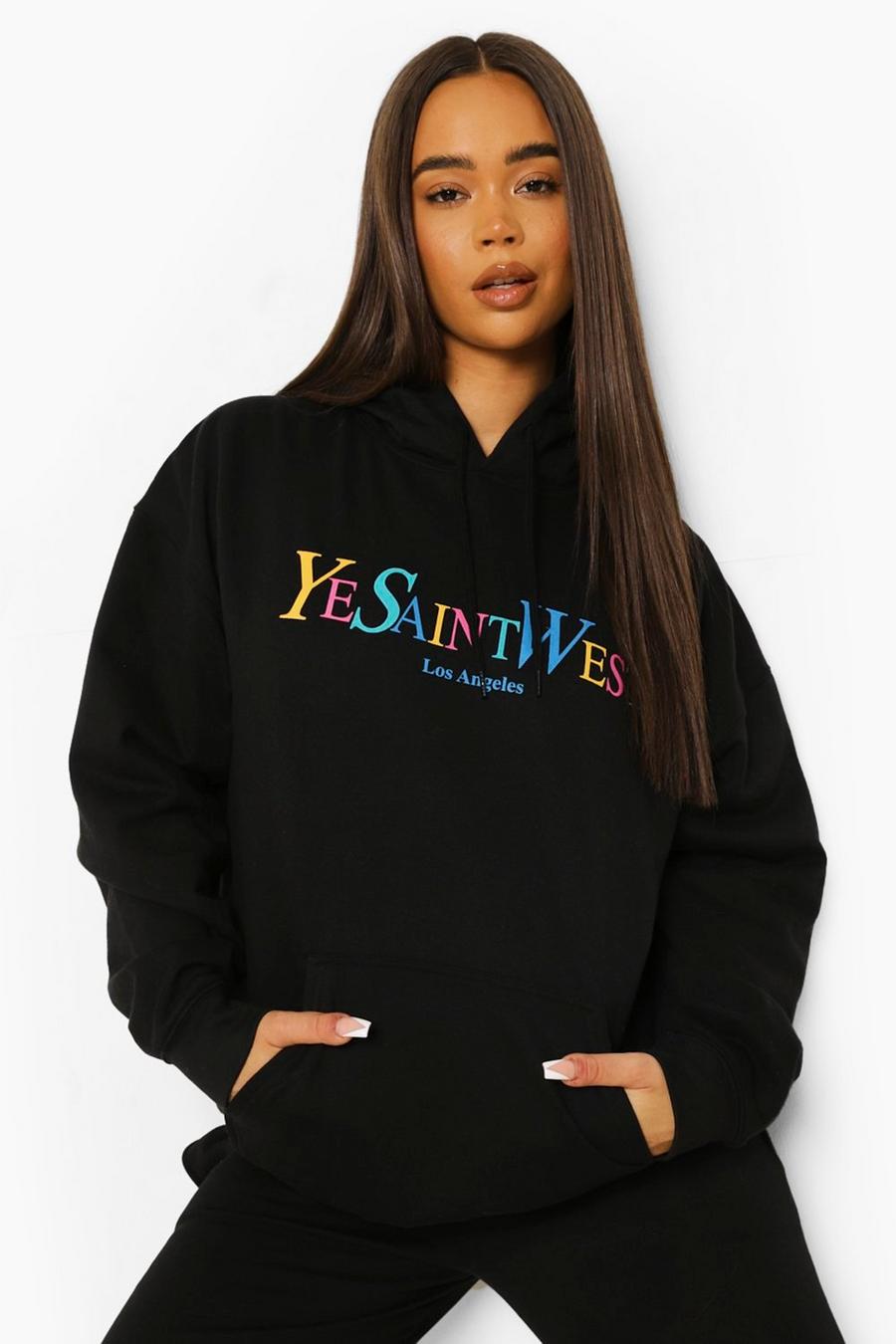 Svart black "Ye Saint West" Oversize hoodie image number 1