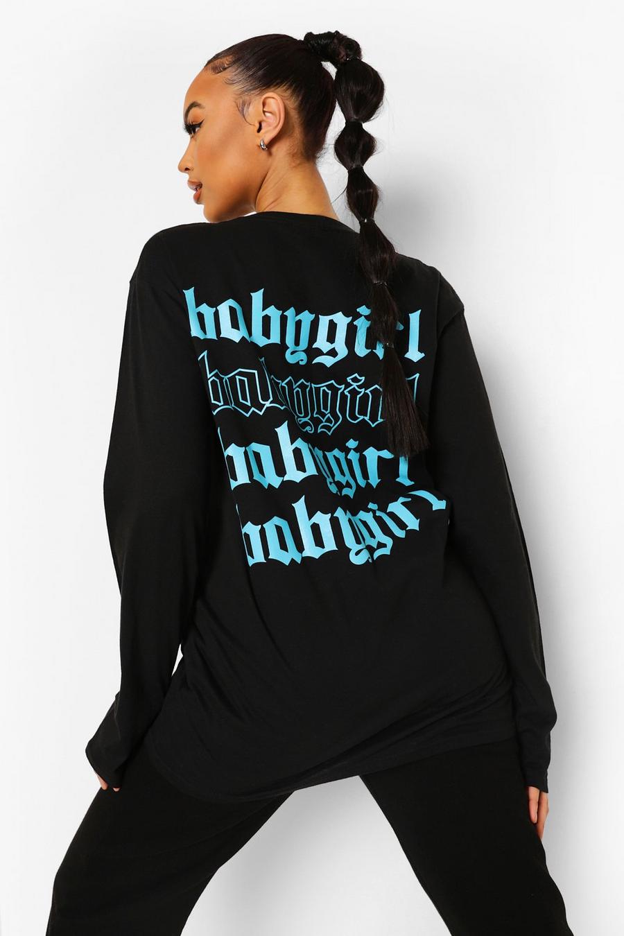 Camiseta de manga larga con estampado en espalda Baby Girl , Negro image number 1