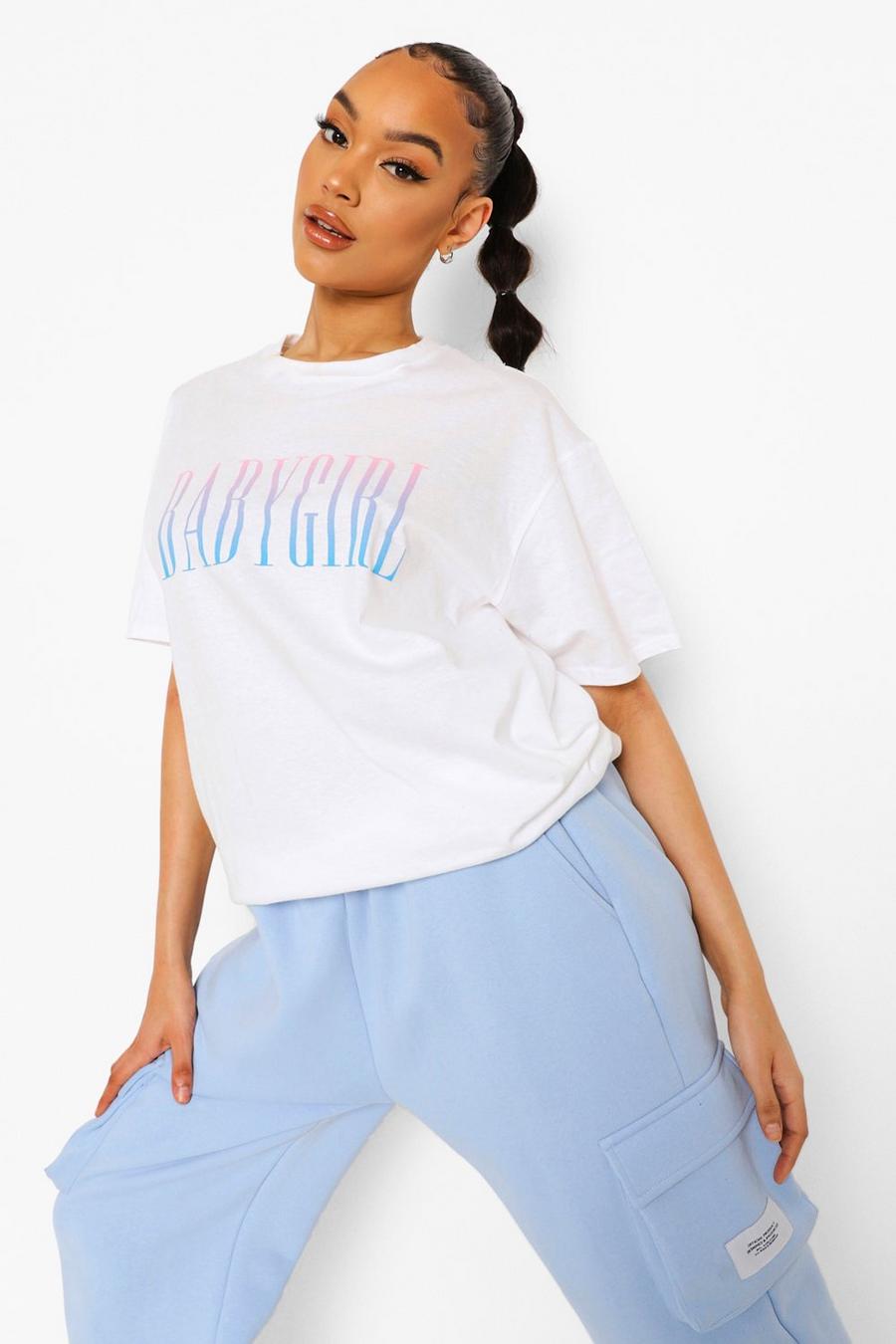 White Babay Girl Ombre Print T Shirt image number 1