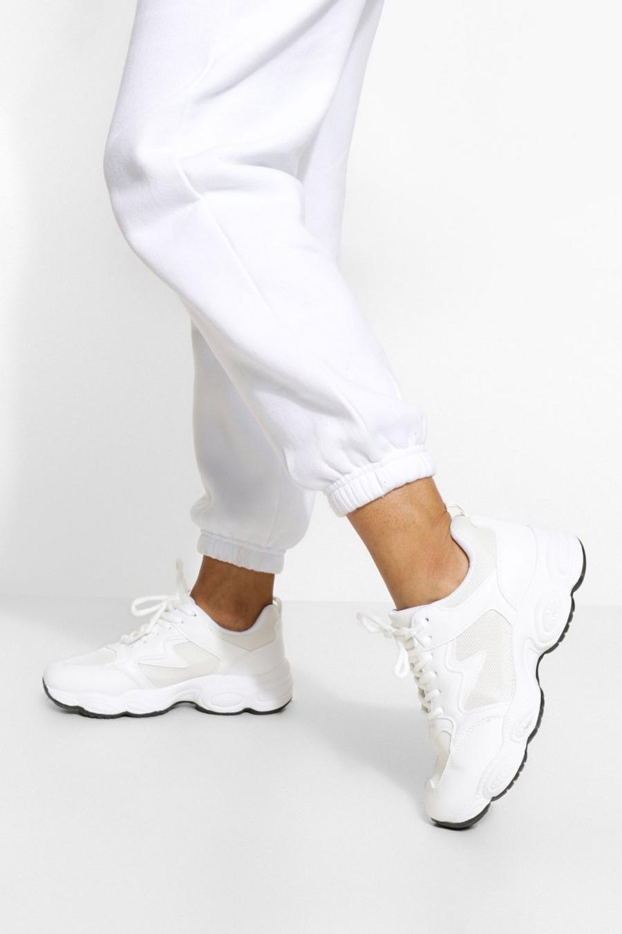 לבן נעלי ספורט ריצה עם פאנלים image number 1