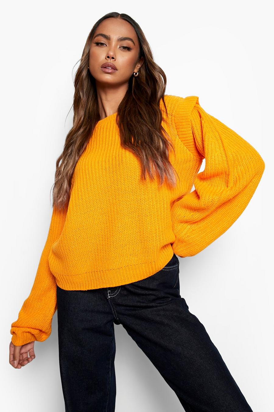 Pullover mit Schulter-Detail, Amber orange